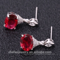 conceptions bijoux stud boucle d&#39;oreille ovale zircon grenat pierre boucles d&#39;oreilles